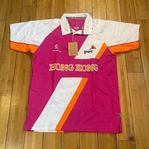 NWT Kukri PWC Hong Kong 2015 Rugby Pink White Polo Short Sleeve Shirt Sz M
